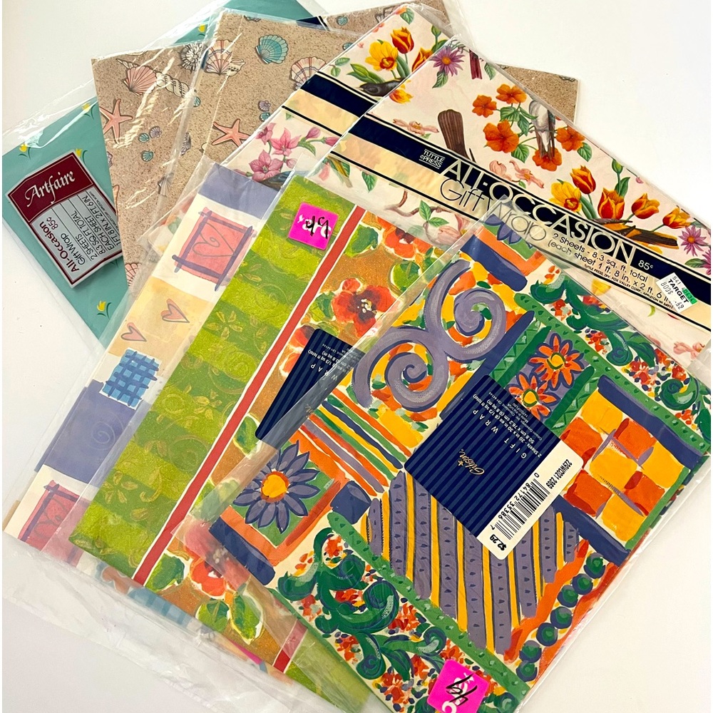 Vintage Wrapping Paper- 8 new packages, 2 sheets each